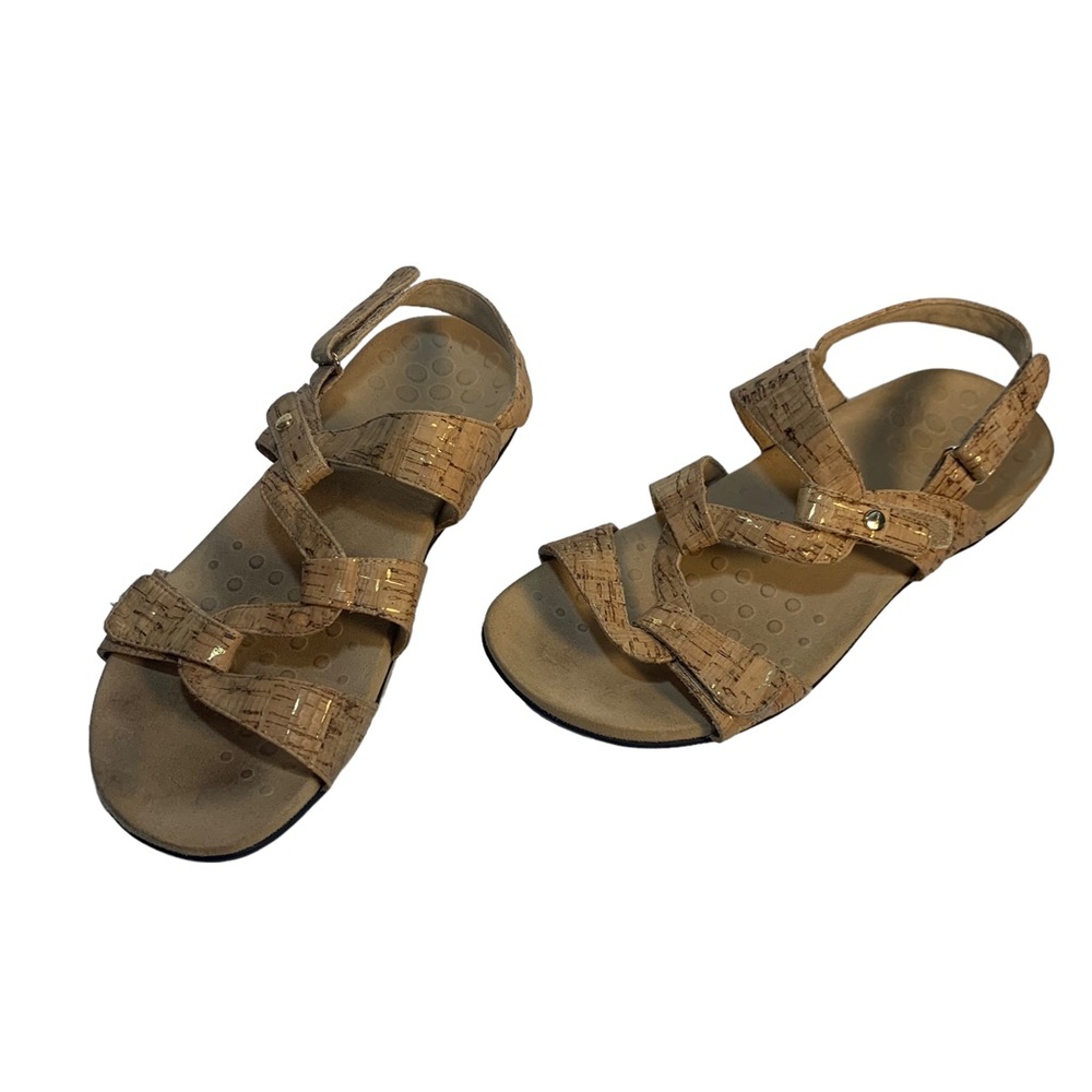 Vionic Amber Gold Cork Adjustable Sandals Women's Size 10